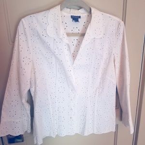 White circle eyelet blouse by Ann Taylor